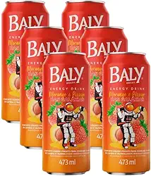 Baly Energético Morango e Pêssego 473ml Com 6 unidades