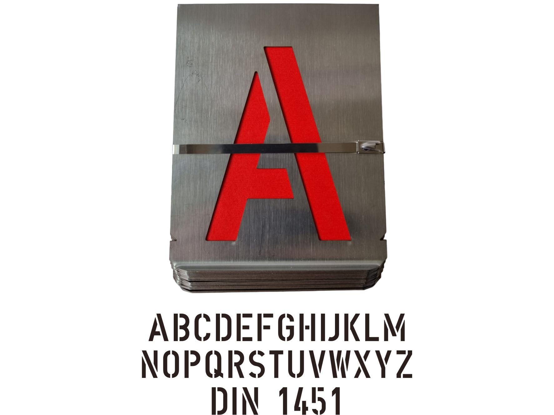 Buchstaben Schablonen Set A-Z | 100mm (4 Zoll) | Rostfreier Edelstahl | Einzelne Signierschablonen für Präzise Markierungen | Langlebig & Wiederverwendbar | Margreiter Technik