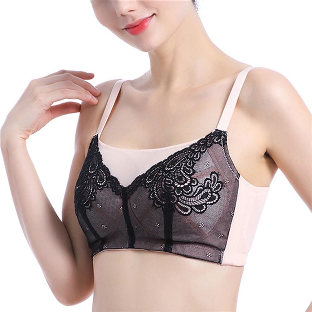 Reggiseni per Mastectomia con Protesi Mammarie in Silicone, Tasche per Protesi, Reggiseno Sexy in Pizzo con Coppa Piena Post-operatorio per Le Donne(Pink,B_36/80)