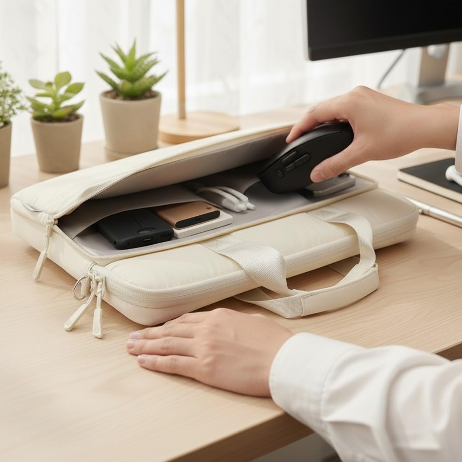 TECOOL Borsa Porta PC Portatile 15.6 16 Pollici, Borsa a Tracolla Custodia Laptop Messenger per 15,6-16 Pollici Acer Asus Lenovo HP Dell, MacBook Pro 16 M5 M4 M3 M2 M1, MacBook Pro 15 - Beige