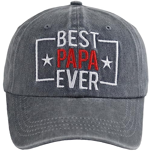 Image of Best Papa Ever Hat, Vintage Distressed Washed Cotton Adjustable Baseball Cap