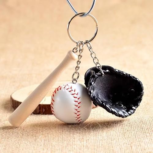 1/12 Scale Miniature Baseball Set (Bat, Glove and Ball),Black Cake Toppers and Dollhouse Accessories,Mini Sports Decor for Desktop Display, DIY Crafts and Collectible Figurines