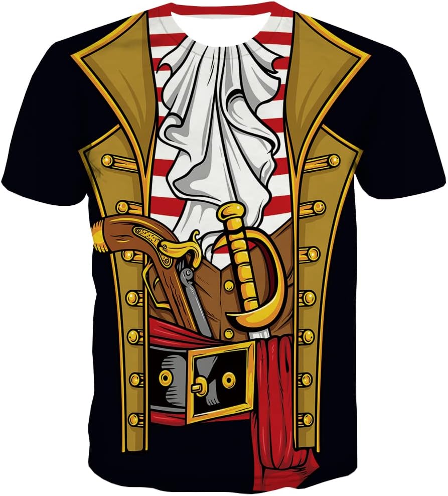 KYKU Pirate Costume Men Shirt Adult Funny 3D Print Graphics Novelty Clothing