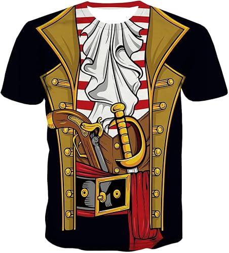 KYKU Disfraz de pirata para hombre, accesorios de Halloween, camisetas divertidas de piratas de crucero