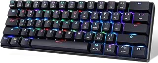 MOTOSPEED 60% Mechanical Keyboard Portable 61 Keys RGB LED Backlit Type-C USB Wired Office/Gaming Keyboard for Mac, Android, Windows（Blue Switch）