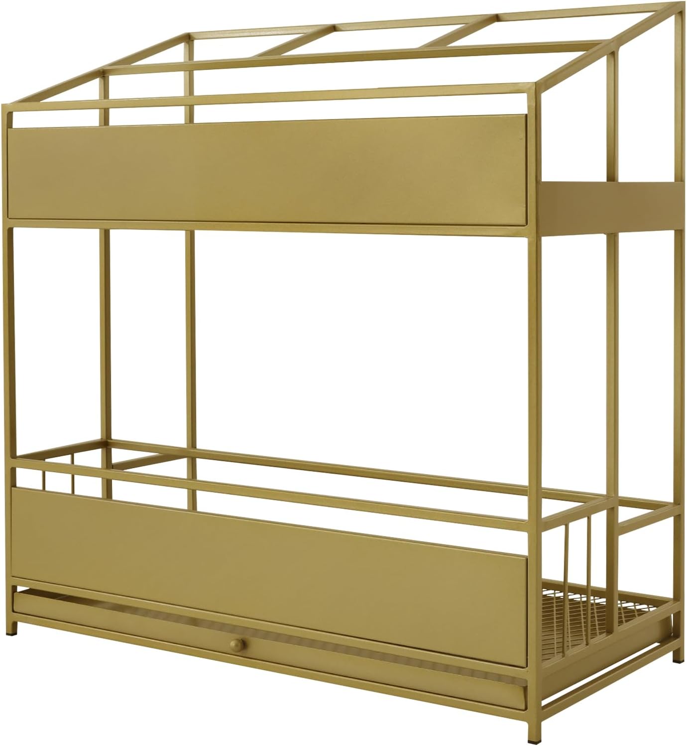 Commercial Metal Umbrella Stand Rack – Heavy Duty Free Standing Organizer with Removable Drip Tray, Entrance Umbrella Organizer for Entryway Home Office Hotel, 26.8x12.6x27.6in (Gold)