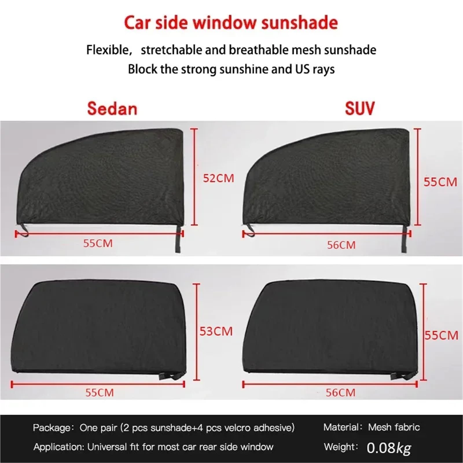 osłona szyby drzwi Siatka izolacyjna UV Protect Shield, pasuje do Dacii, pasuje do Dustera Logana, sprężyny Sandero Stepway Dokker Lo(4Pcs SUV Front Rear)