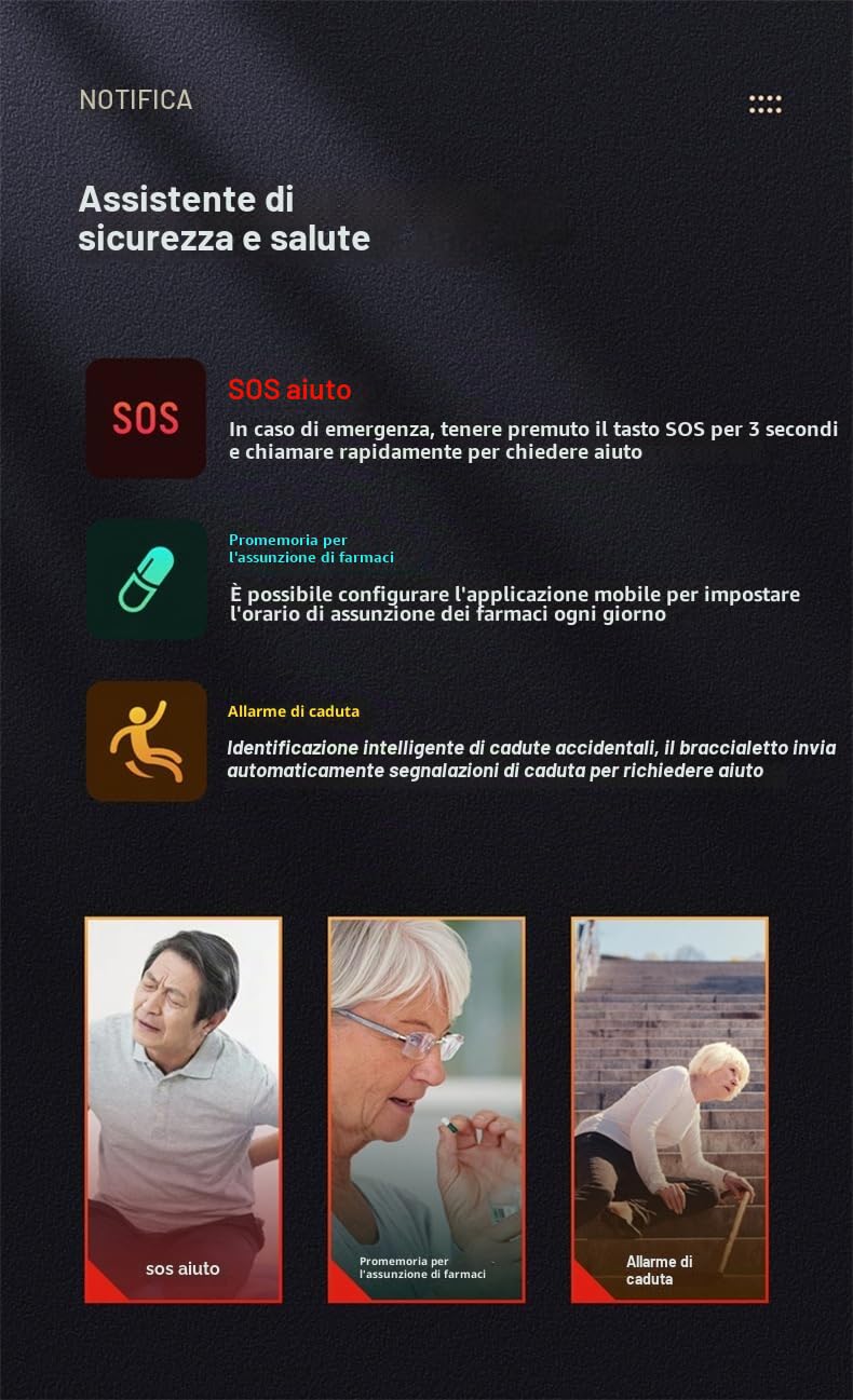 Orologio di posizionamento per anziani, orologio GPS intelligente per anziani, tranquillità in ogni momento, monitoraggio della salute, chiamata di emergenza