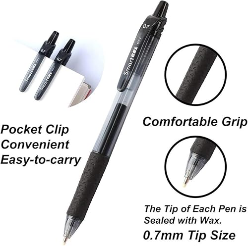 Miniatura 4 de Smart Color Art Paquete de 45 bolígrafos de gel negros bolígrafos retráctiles de tinta de gel de punta media escritura suave para la escuela la