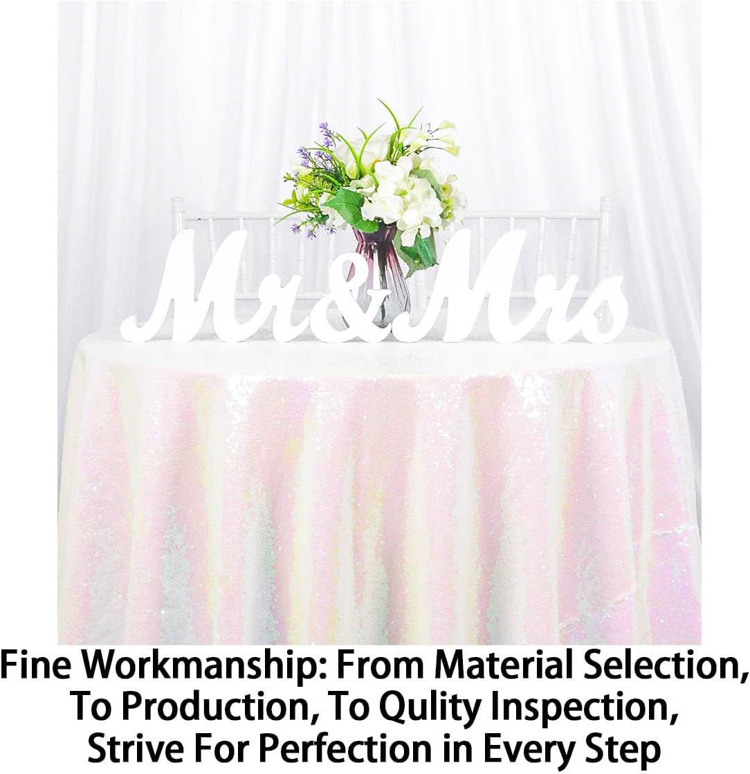 ShinyBeauty 120 Inch Iridescent White Sequin Round Tablecloth | Sparkle Wedding Tablecloth | Glitter Table Cloth for Party, Birthday, Event Decor