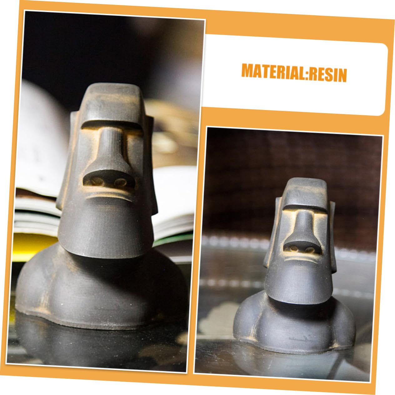ULTECHNOVO Easter Island Moai Statue Figurina Decor in Miniatura Moai Scultura Resina Decorazione in Pietra Decorativa Scultura Mini Moai Figurina Per Casa Da Giardino Poarty
