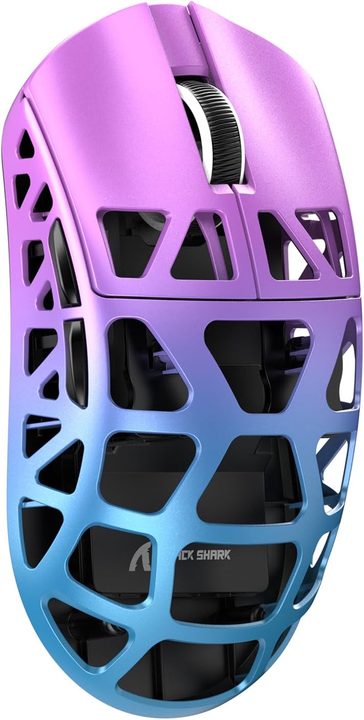 ATTACK SHARK R3 Magnesium Alloy Mouse, Wireless 8K Mouse, 46g SUPERLIGHT Mouse, PixArt PAW3395 Gaming Sensor, BT/2.4G/Wired Gaming Mouse, Adjustable DPI 26000, Office Mice for Win11/Xbox/PS/Mac Purple