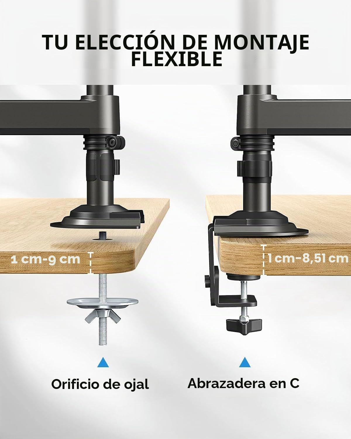 HUANUO 13”-32” Soporte de Monitor 2 Monitores, Pantalla Ergonómico Ajustable en Altura 2 Monitores, Inclinación,Giro,Peso máximo 9KG VESA 75/100