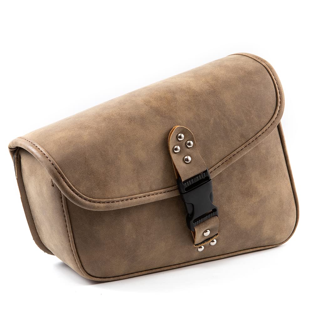 Borsa da moto marrone in pelle PU Swing Bag Tasche laterali Borsa bagaglio triangolare con grande capacità (sinistra)
