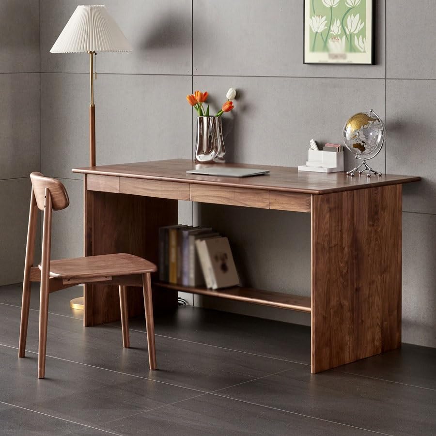 Schreibtisch Schreibtisch for Zuhause, Arbeitszimmer, Schlafzimmer, einfacher Massivholz-Schreibtisch, Computertisch, Wohnzimmer, Kleiner Verhandlungstisch Büro Desk(160 * 75 * 76cm)