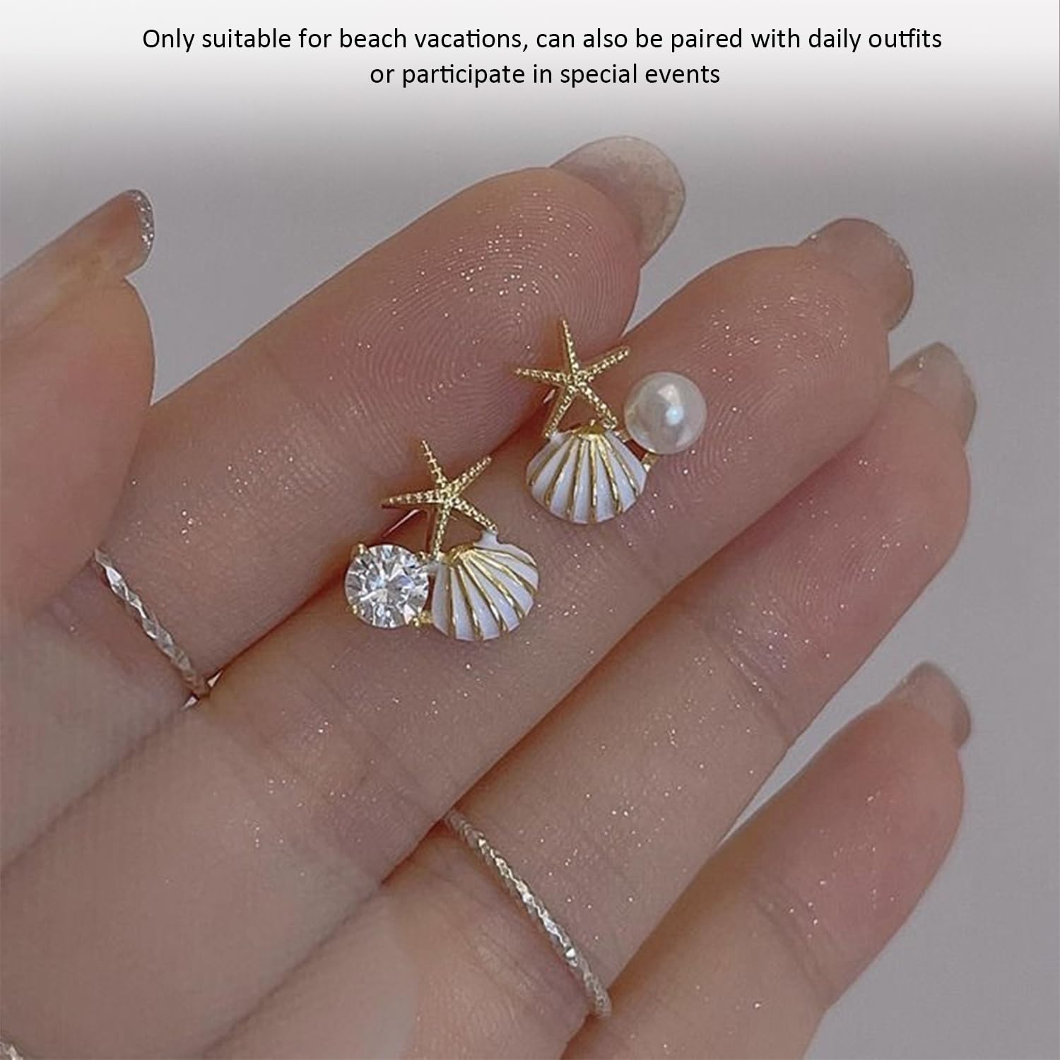 2 szt. Naszyjniki z muszli, 1 para kolczyków z muszli, biżuteria w stylu boho naszyjnik ze stopu pereł fantazyjne kolczyki w stylu oceanu biżuteria na wakacje na plaży, Talla única