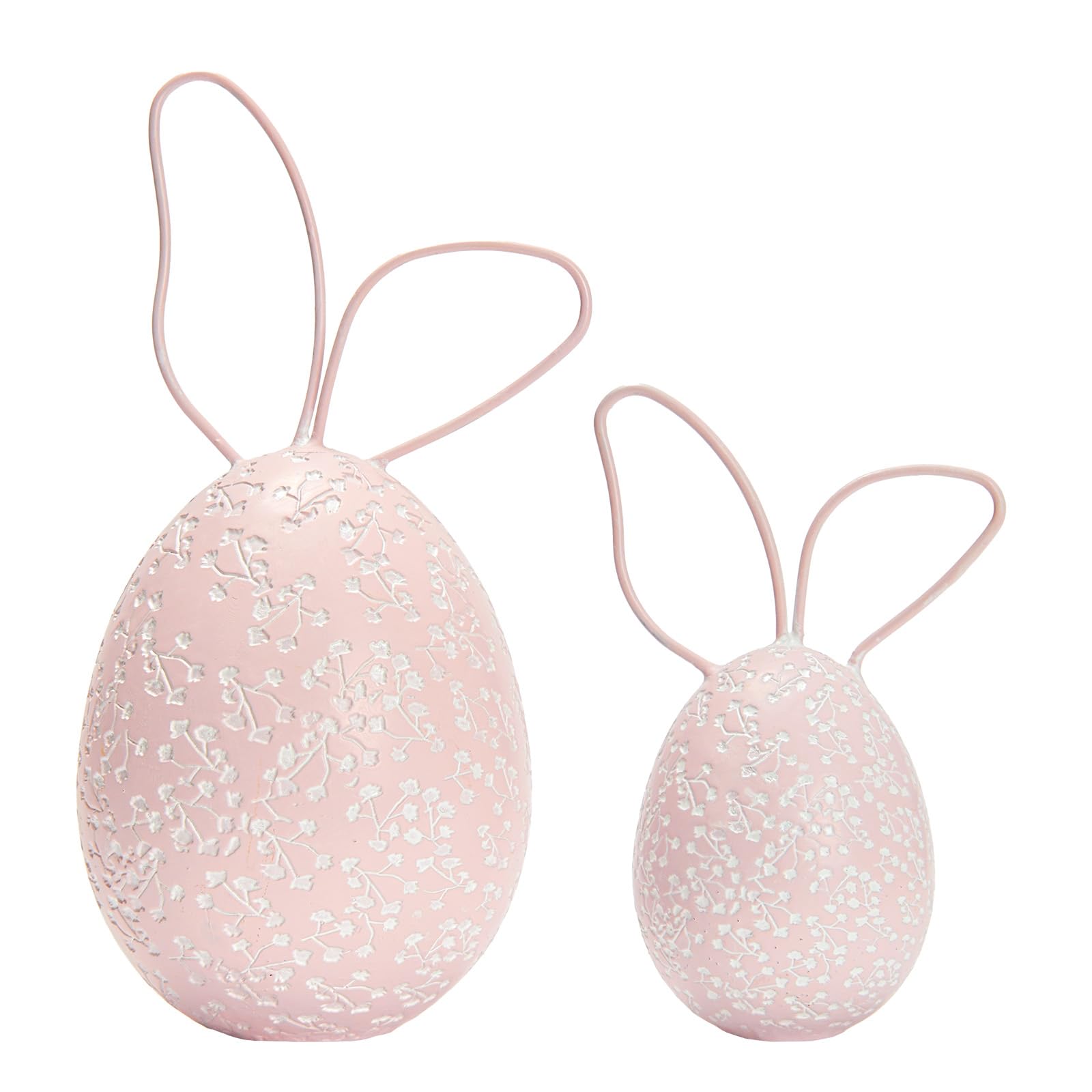 Photo 1 of ** SOLD AS IS NO REFUND/RETURN** SEE COMMENT!
WDS WONDROUS Easter Decorations Egg Figurines with Bunny Ears, 2-Piece Pink Resin Egg Decor with Embossed Flowers, Farmhouse Spring Decor & Easter Tabletop Sculptures Ornament for Shelf