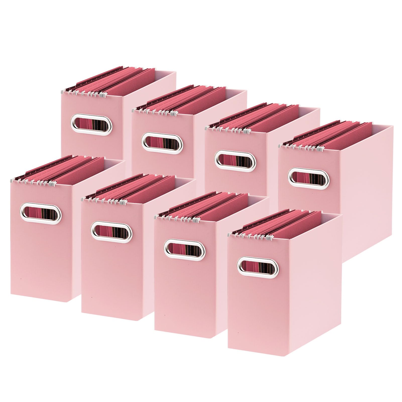 Oterri Cardboard File Organizer Box for Hanging File Folders Letter Size,File Box for Computer Desk,File Cabinet,Working Home,Office,Classroom(Pink,