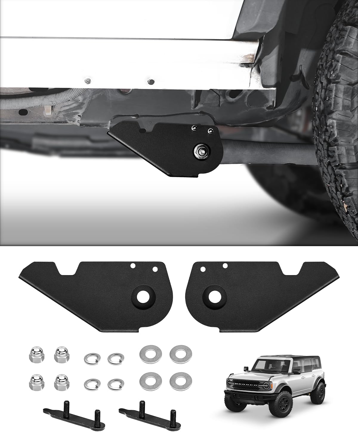ROADER Trailing Arm Skid Plates fit for 2021-2024 Ford Bronco 2/4 Door | Ultimate Wraparound Off-Road Protection | Durable Shield Against Rocks, Debris & Shocks | Perfect for Adventure