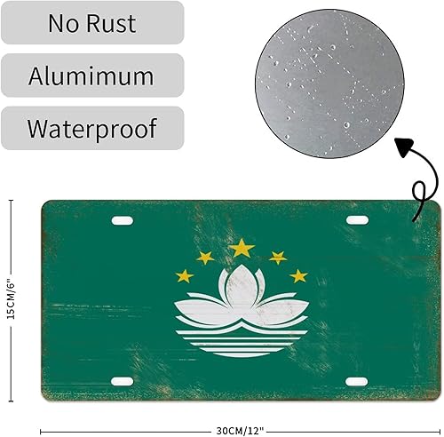 Miniatura 2 de Placa de matrícula de metal con la bandera nacional de Macao, recuerdo del país, placa decorativa para papá, hombres, amigos, mujeres, 6 x 12