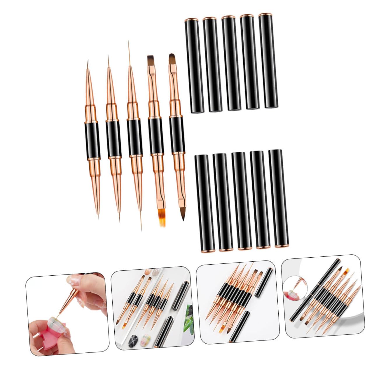 Healeved 15piezas Pinceles Para Arte De Uñas De Lápices De Línea Doble Cabeza Herramientas Para Decoración De Uñas Compactos y Reutilizables Diseño Sin Gastos Elevados