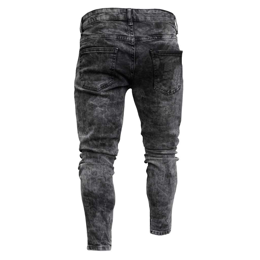 Jeans Uomo Slim Fit Strappati, Pantaloni Di Jeans Da Uomo Tempo Libero Stretch Rilassato Fori Nel Ginocchio Denim Pantaloni Regular Fit Jeans Da Lavoro Jeans Moto Moda Versatile Per Tutte Le Occasioni
