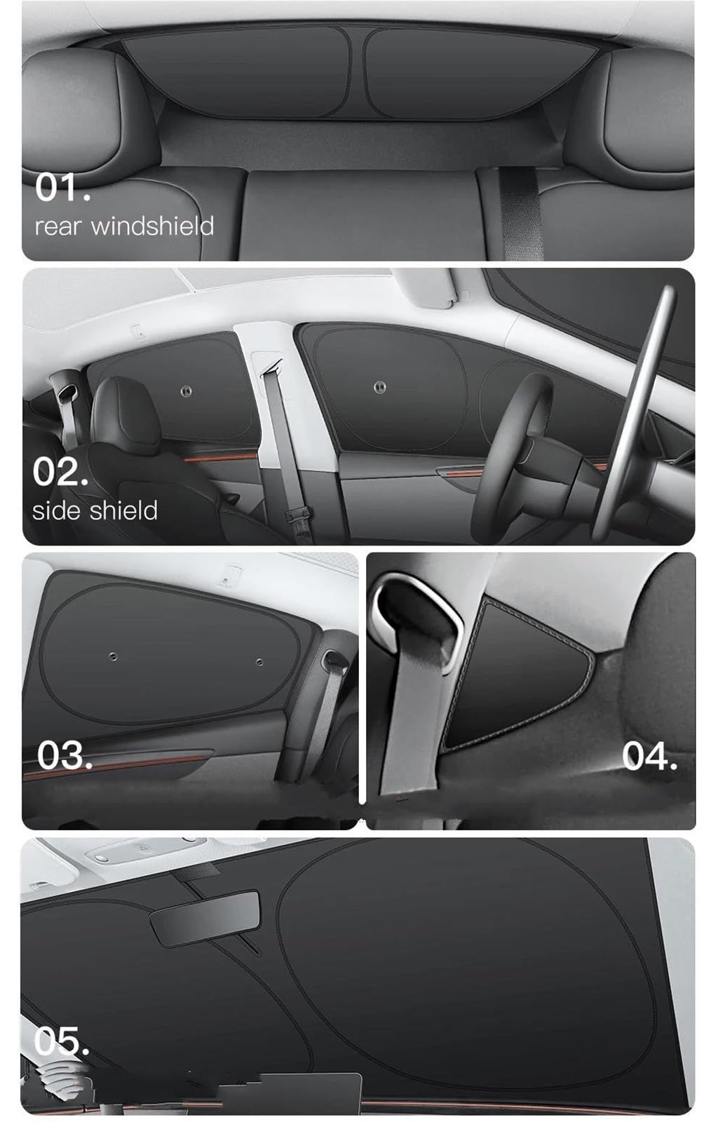 Parasol Coche Lateral Ventana Lateral Para Tesla Para Modelo Y Para Juniper 2026 Ventana Lateral Coche Parasol Con Ventosas Cubierta Tela(Front wind)