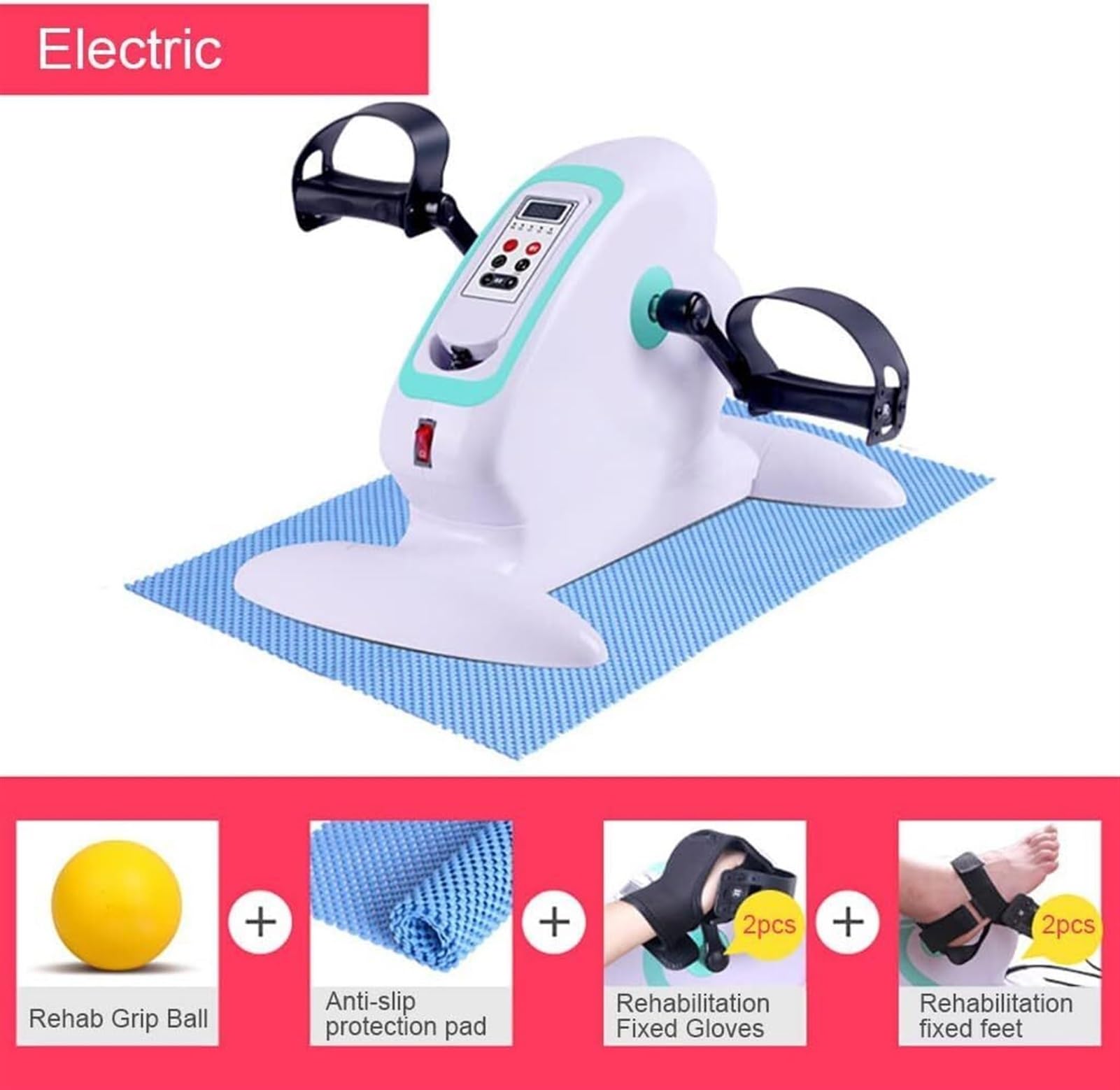 Cyclette elettrica, Mini Cyclette Portatile con pedaliera elettrica Esercizio di Riabilitazione elettrica Stepper, Mini Cyclette/Pedale Ginnico con equipaggiamento Protettivo, Cyclette Fitness per