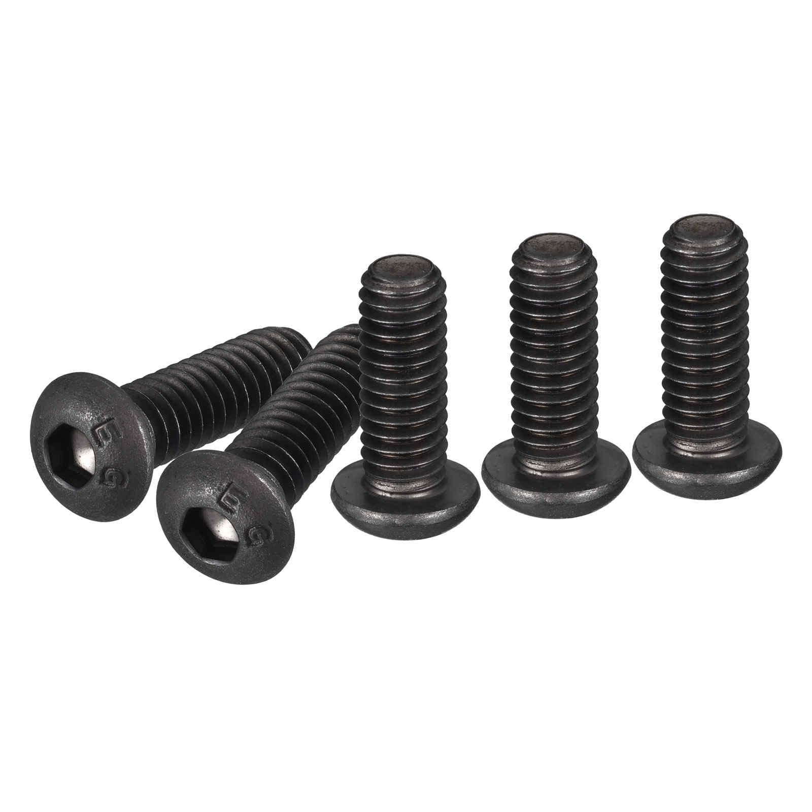 DTGN 5/16-18x1" Button Head Socket Cap Screws - 10Pack - Good for Machine - Carbon Steel Black Oxide - Hex Drive Full Thread UNC Fasteners