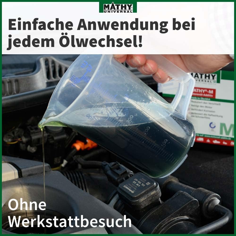 MATHY Motor-Reinigungs-Set Motorinnenreiniger 400ml + Motoröl Additiv 500ml, Hochwirksamer Motorreiniger beim Ölwechsel, Reiniger zur Motorspülung, Verschleißschutz für Diesel und Benzin Motor