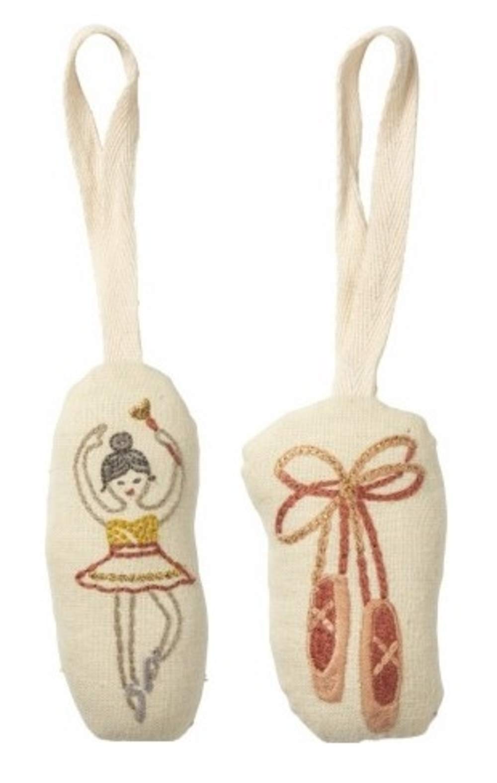 Pointe Shoe Ornament Balerina Christmas, Ballet Dance Shoe & Dancer Holiday Tree Decorations by Christmas Market Ornaments (2 Pieces) - Plush Dream & I Love to Dance Set