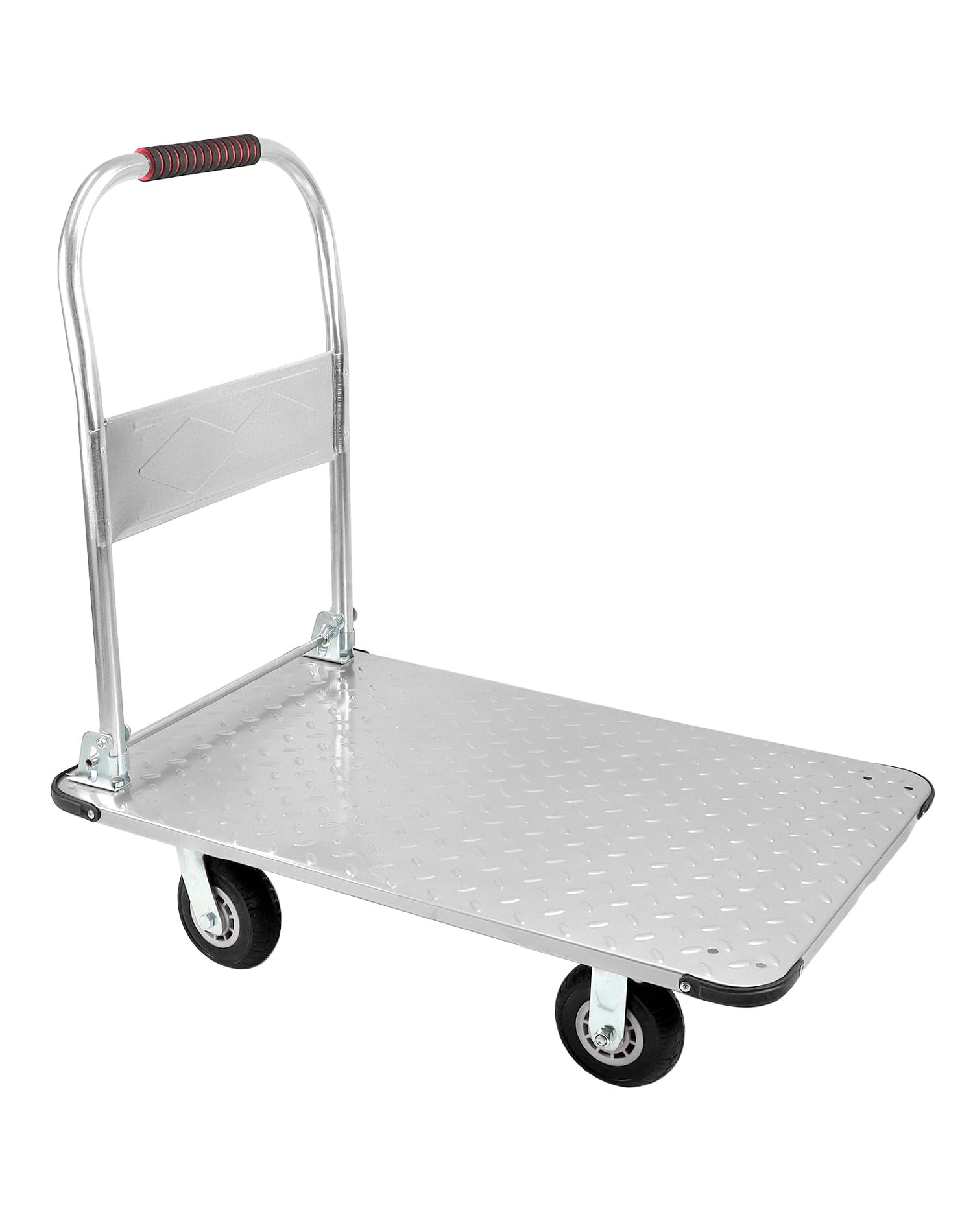 QWORK® Robusto carrello con piattaforma pieghevole, con capacità di carico di 1100 kg, 90 x 60 cm e pneumatici in gomma silenziosi, Carrello da trasporto in acciaio per carichi pesanti