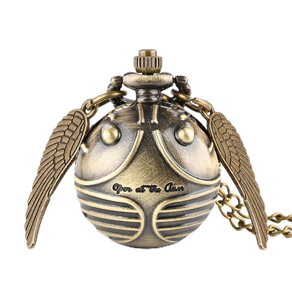 Mens Golden Ball Watch - Vintage Quartz Analog Pocket Watch Necklace Pendant with Chain for Men Women Boys, Metallic Finish Crafted for Classic Style Lovers