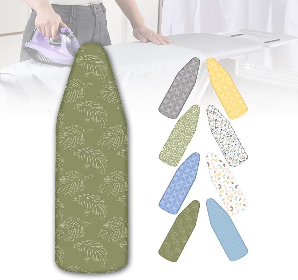 Cotton Iron Board Cover Replacement Ironing Board Cover 36x12 39x13 43x15inch Ironing Board Cover and Pad with Adjustable Elastic Edge(Dark Green,43x15in(110x40cm))