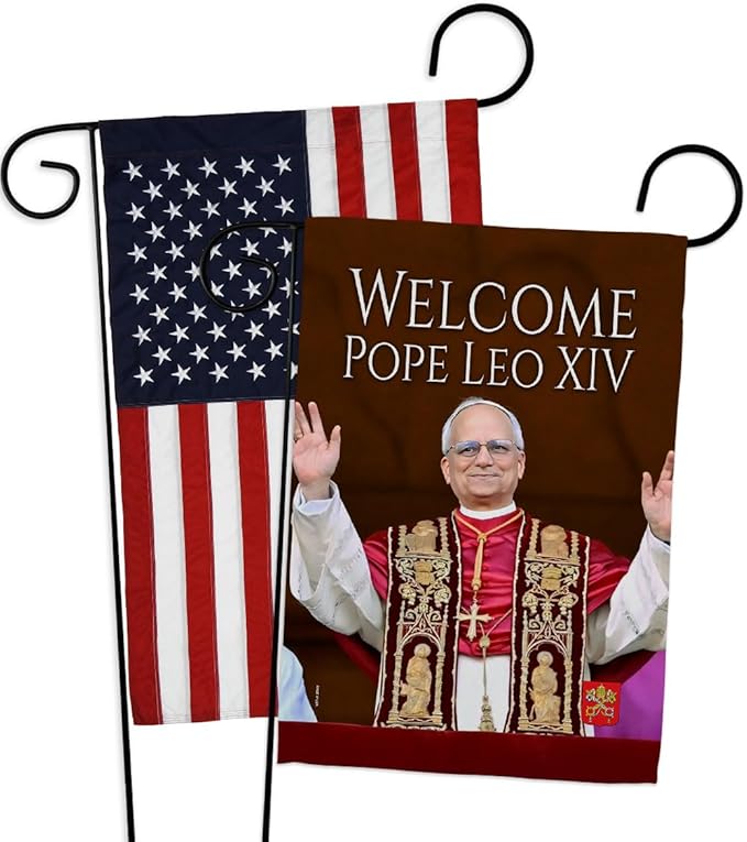 Successor American Flags for Outside House Wall Canvas Poster Patriotic Decor 4th of July Picture Prints Poster Vatican Grave Decoration Papal Door Yard Sign Catholic Memorabilia Gift