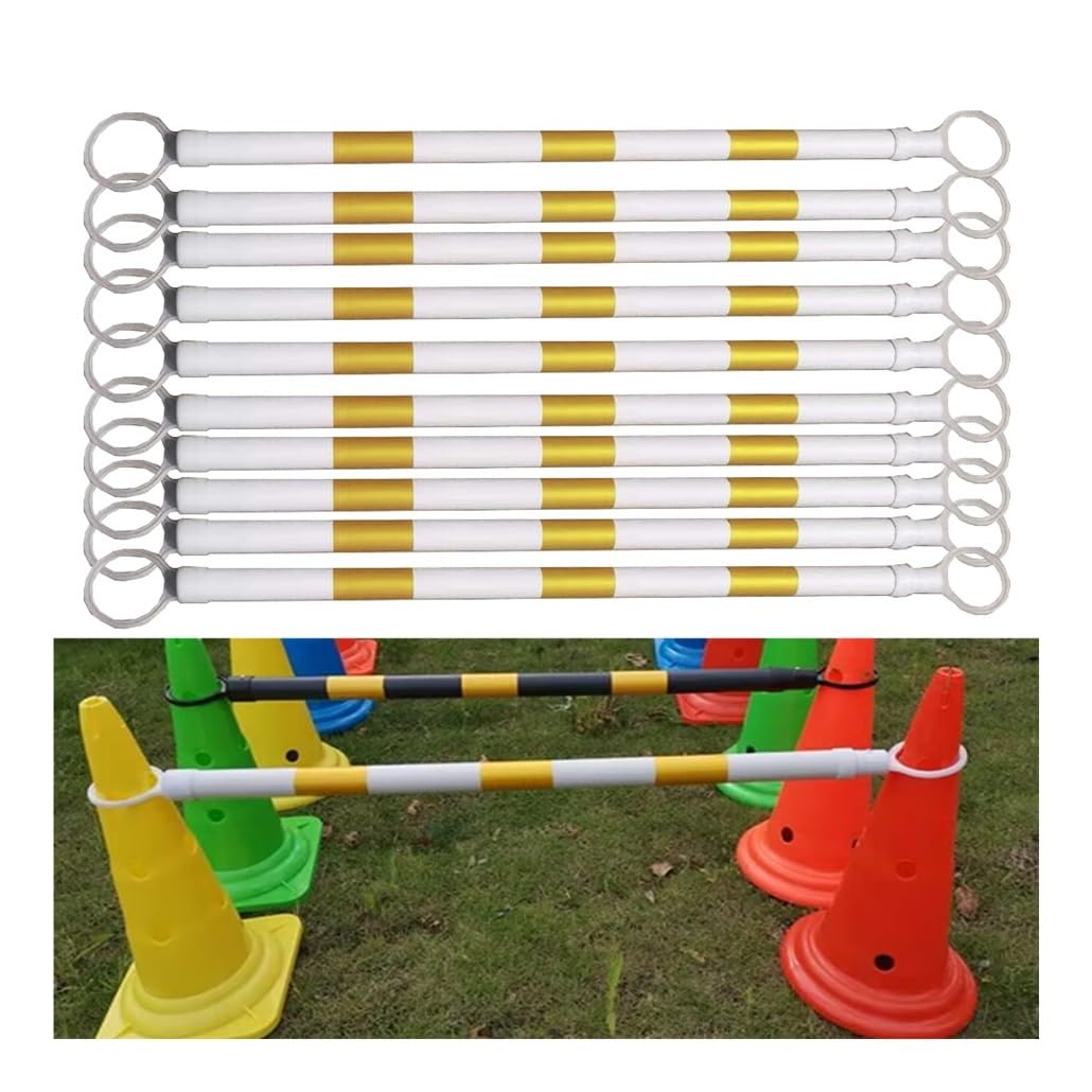 Genérico Poste de demarcación telescópico Extensible de 1,25 a 2 m, Barrera Flexible Tipo Cono de tráfico con película Reflectante, Postes de Seguridad para aparcamientos y Seguridad Vial (Amarillo y