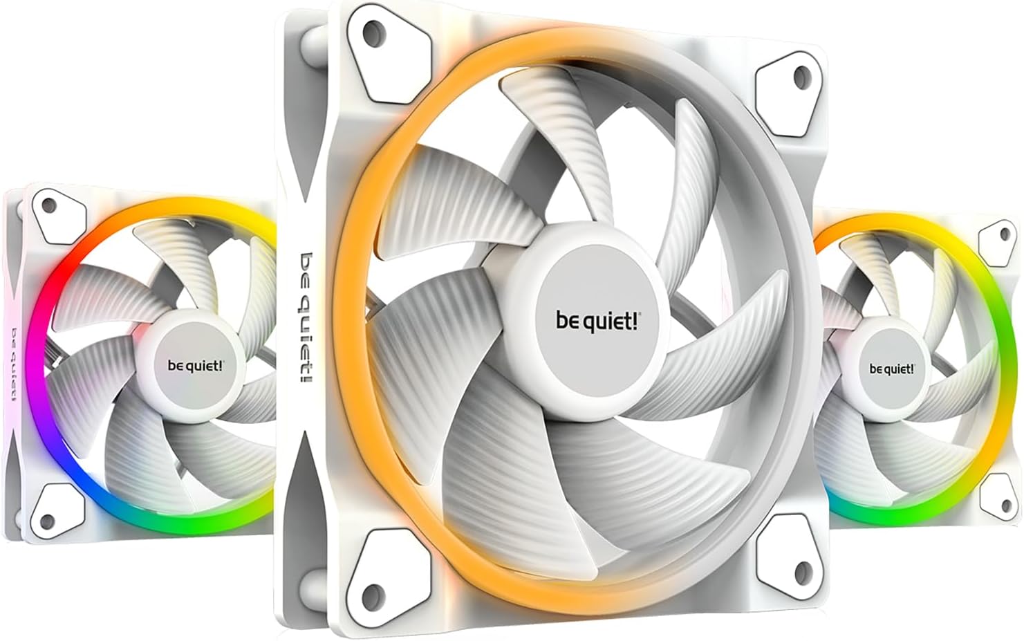 be quiet! Light Wings White 120mm PWM Triple Pack Premium ARGB Low Noise Cooling Fan | 4-Pin | BL100