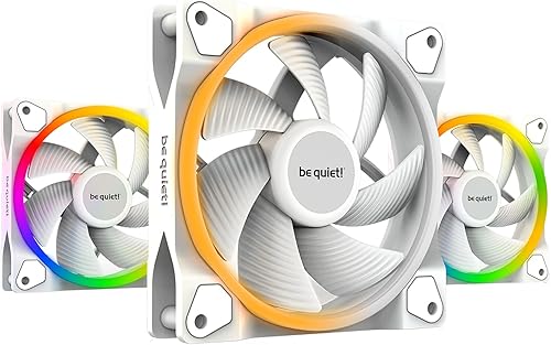 be quiet! Light Wings White - Ventilador de refrigeración de bajo ruido PWM de 4.724 in PWM, paquete triple premium ARGB, 4 pines BL100