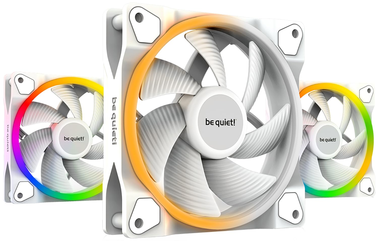 be quiet! Light Wings White 120mm PWM Triple Pack Premium ARGB Low Noise Cooling Fan | 4-Pin | BL100