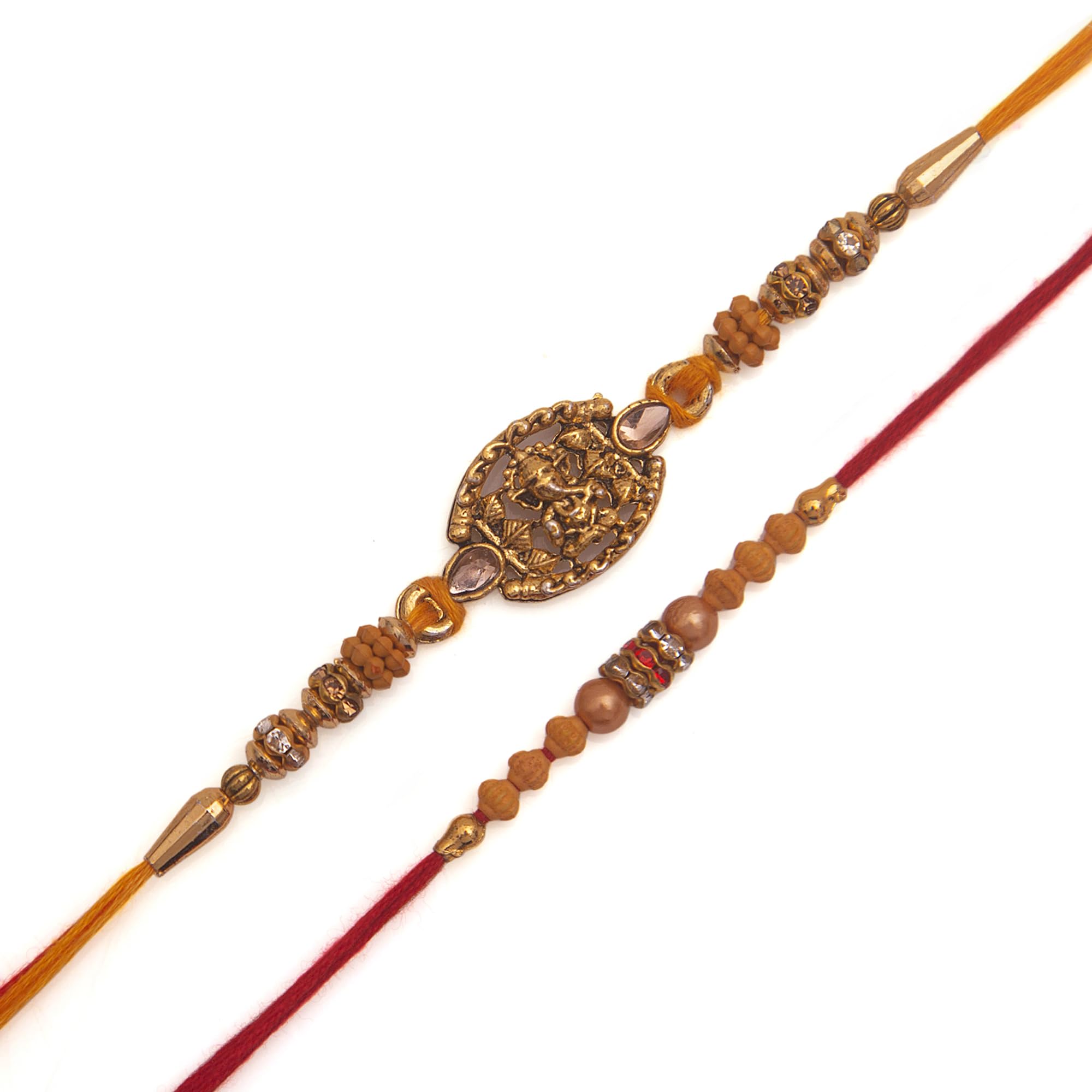 Rakhi For Brother Set of 2 With Greeting Card, Beautiful Designer Raksha Bandhan Rakhi Gift Set For Brother Bhaiya Bhai Bro, Traditional Indian Style Rakshbandhan Rakhi Gifts For Brother