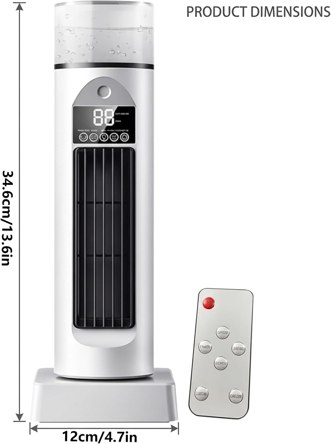 Bladeless Oscillating Tower Fan with Mist Function, Portable Air Conditioning Fan for Bedroom, USB Desktop Cooling with Remote Control, White