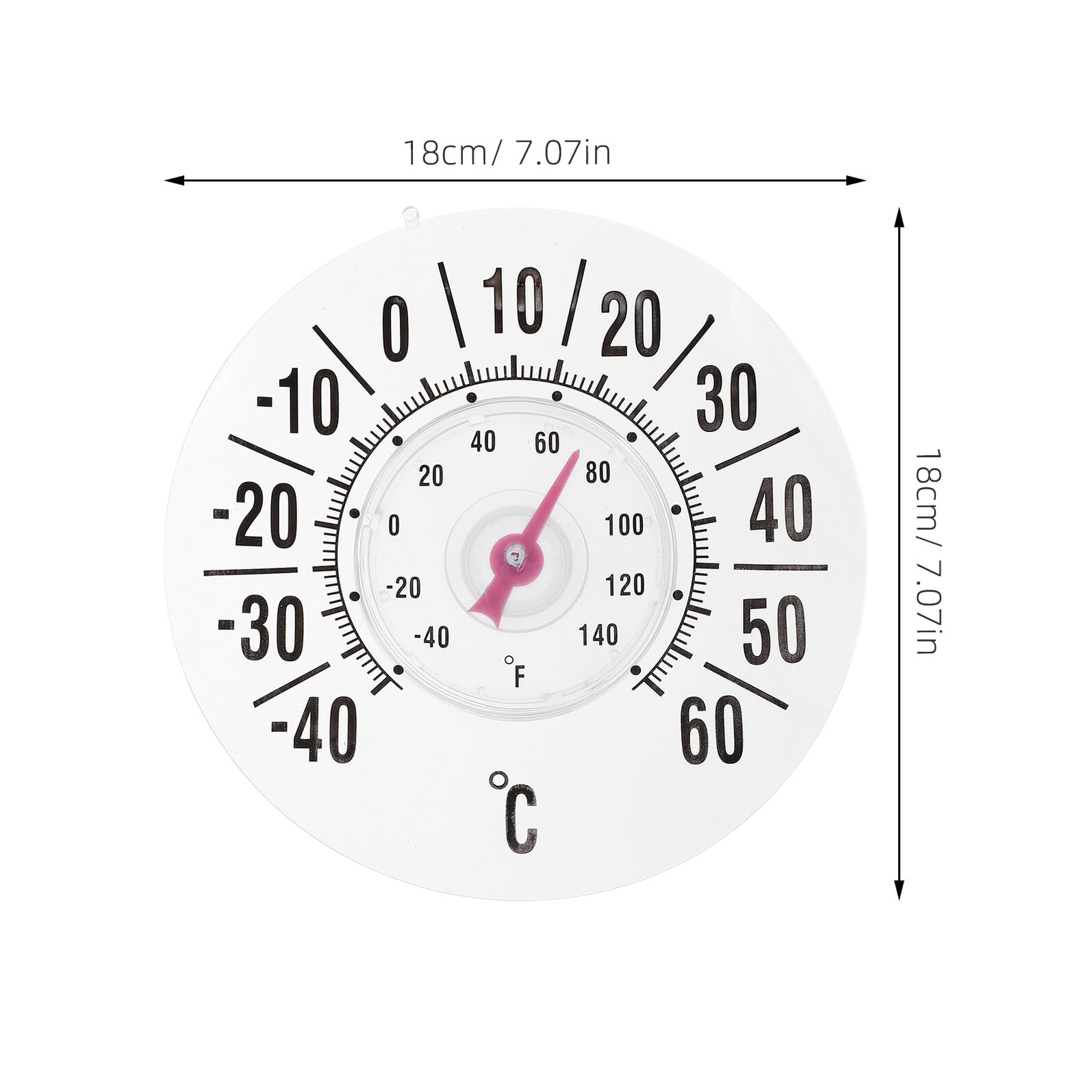 BESPORTBLE Termometro da Finestra con Ventosa 2 Pezzi, Quadrante Analogico da 7” per Interni ed Esterni, Indicatore di Temperatura Preciso per Cameretta, Patio, Giardino e Casa