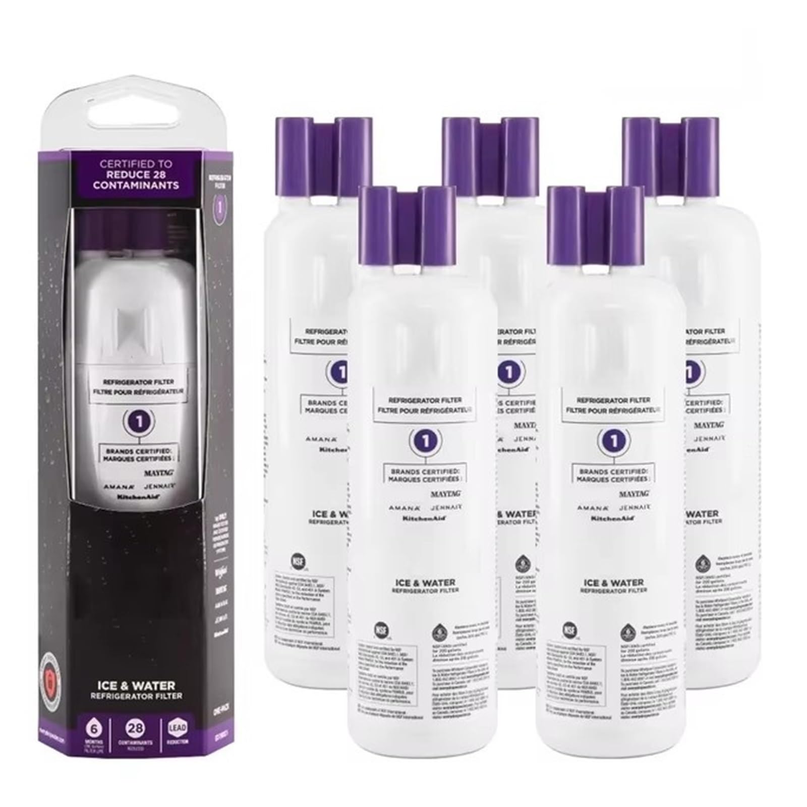 Sostituisci il filtro dell'acqua del frigorifero. Compatibile con Whirpool EDR1RXD1, W10295370A, 9081, P8RFWB2L, P4RFWB.(5pcs)