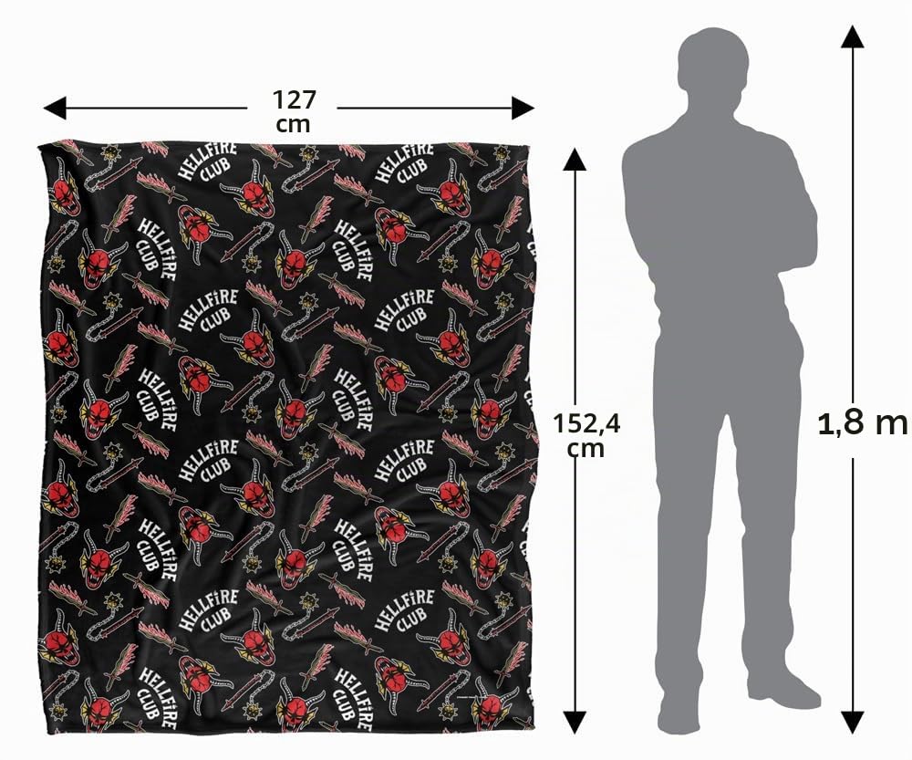 Stranger Things Hellfire Club Pattern Silky Touch Superweiche Kuscheldecke 152 x 127 cm