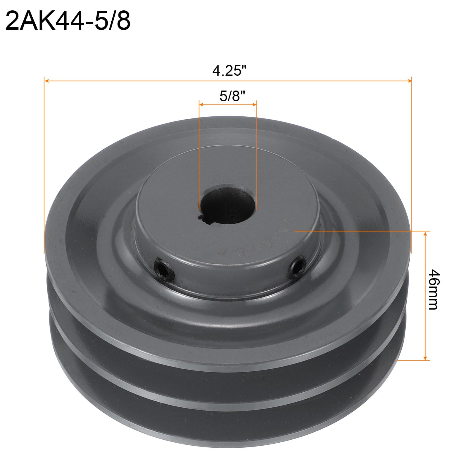 QUARKZMAN 2AK44-5/8 Puleggia A V Con Cave Doppie Foro 5/8" Diametro Esterno 4.25" Puleggia Con Cave A Trama Forata Adattata Al Misura, Ghisa, Sezione Cinghia Per Cinghia 4L O A