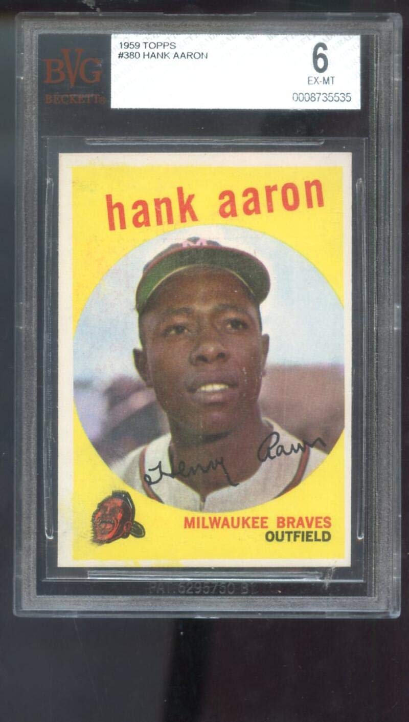 Amazon.com: 1959 Topps 380 Hank Aaron Atlanta Braves BGS BVG 6