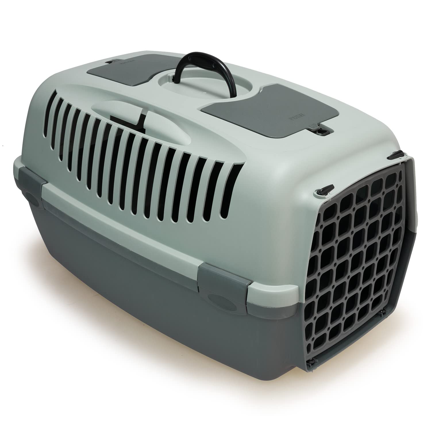 Arquivet Ecoline Transportín de plástico Reciclado para Mascotas - 61 x 40 x 38 cm - con al Menos un 90% de plástico Reciclado - rígido para Perros y Gatos con ventilación, Foggy Green, Grande