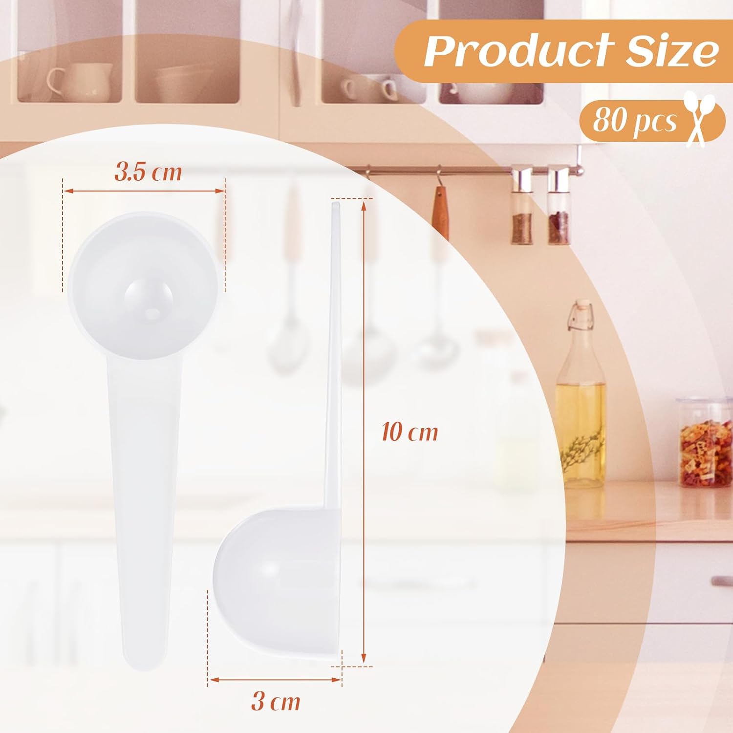 Meanplan 80 Pack Plastic Tablespoon Measuring Spoons Bulk (20 ml | 20 Cc | 1.33 Tablespoon | 4 Tsp) Coffee Scoops Teaspoon Pack for Measuring Coffee Tea Milk Grain Spices Protein Pet Food (White)
