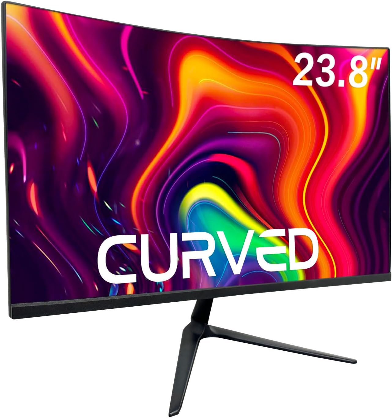 23.8 Inch Curved PC Monitor FHD 1920x1080P, HDR, 1ms, 3000R, IPS 75Hz LED Computer Desktop Screen with HDMI & VGA, 72% NTSC, VESA Supports, Eye Care Business Display, Black