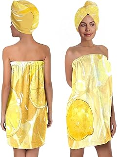 Women’s Citrus Lemon Bath Towel and Hair Wrap Set, Quick-Dry Soft Absorb...